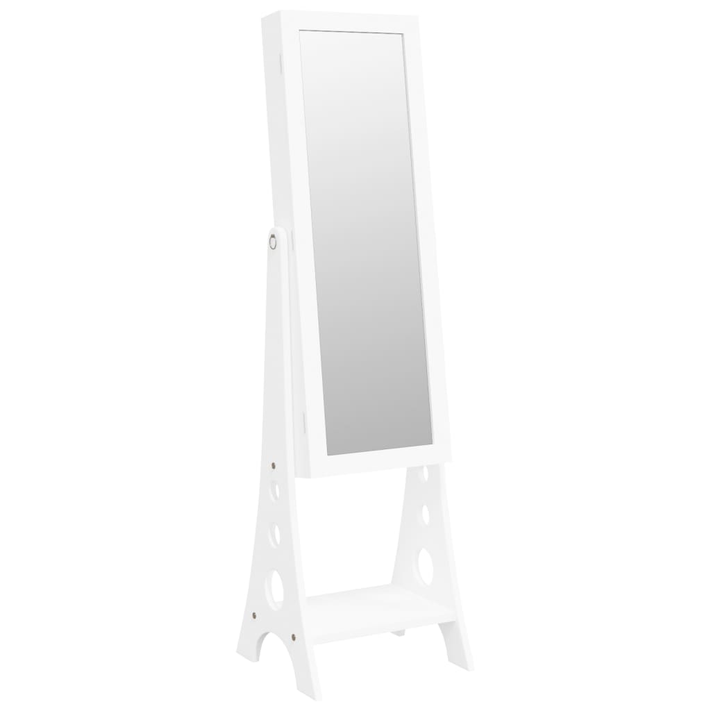 vidaXL Smykkeskap med speil og LED-lys frittstående hvitt