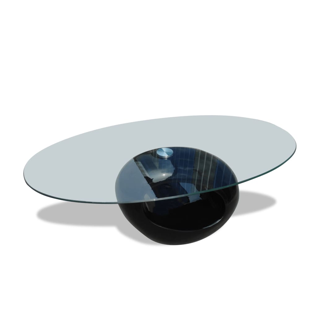 vidaXL Salongbord med oval glassflate høyglans svart