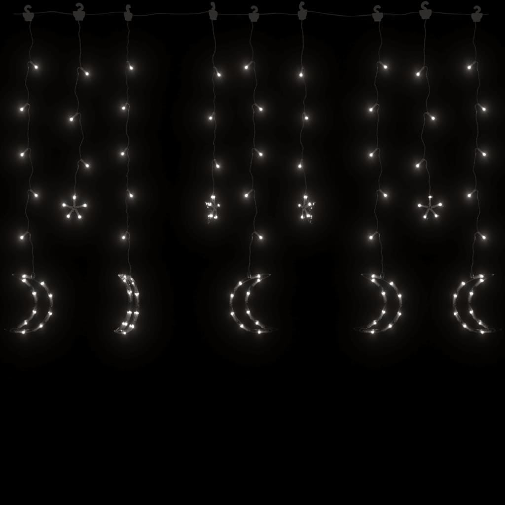 vidaXL Lysslynge stjerne og måne med fjernkontroll 138 LED kaldhvit