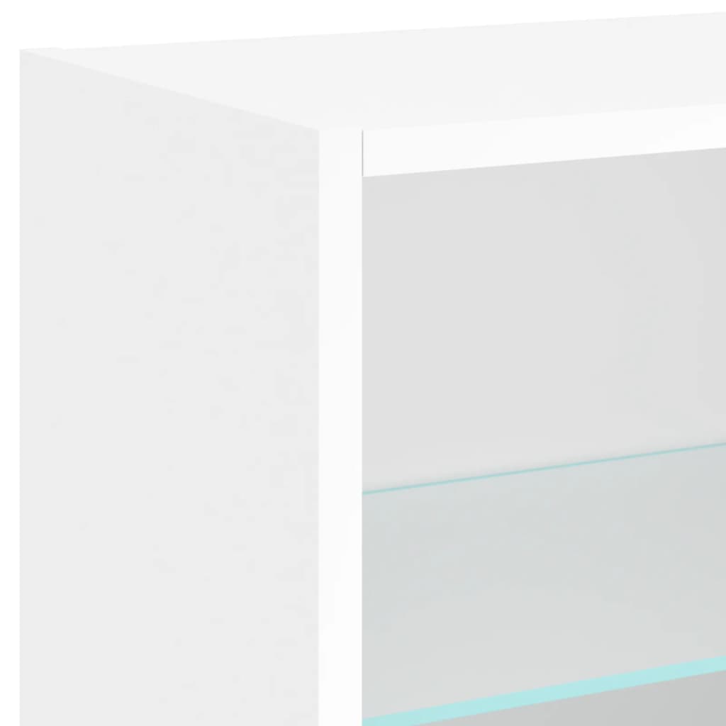 vidaXL Veggmontert nattbord med LED-lys hvit