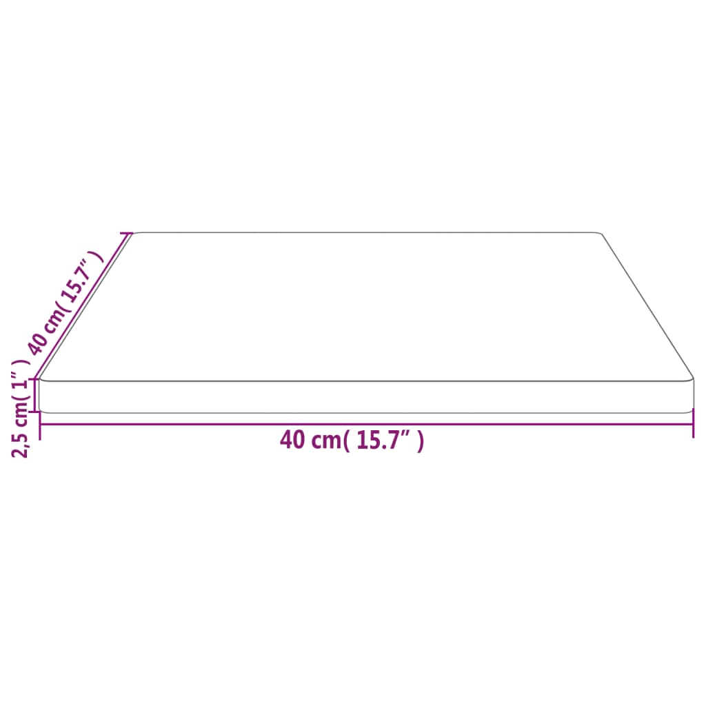 vidaXL Bordplate hvit 40x40x2,5 cm heltre furu rektangulær
