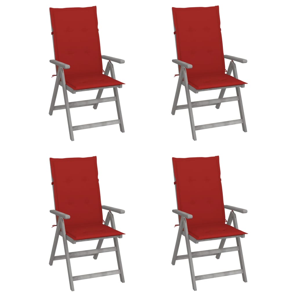 vidaXL Hagelenestoler 4 stk med puter heltre akasie