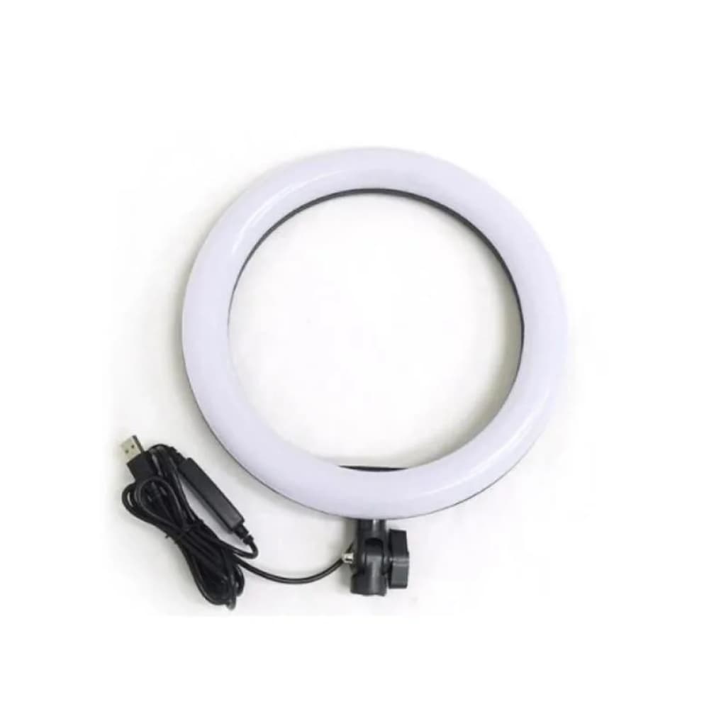 Mobilt stativ (30 cm) med LED-ring (16 cm) og fjernkontroll, 3 lyse fa