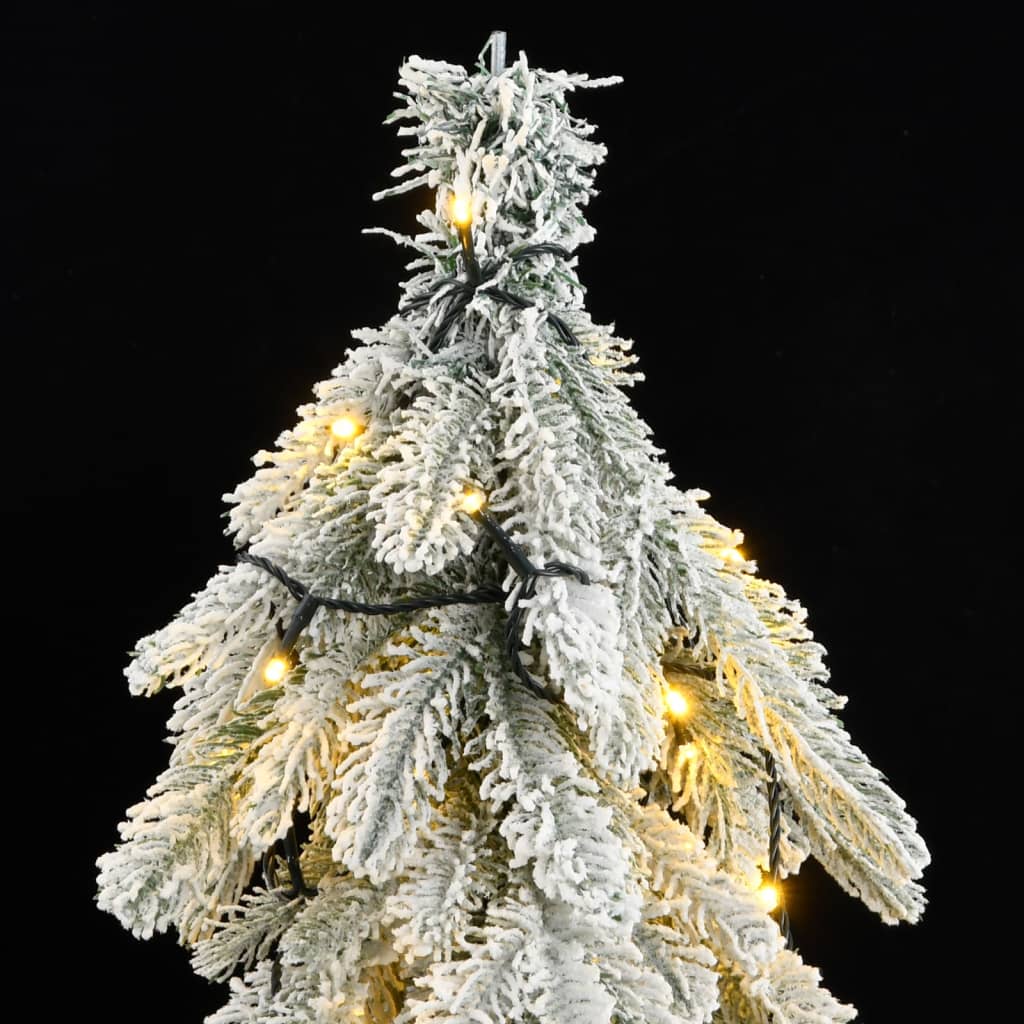 vidaXL Kunstig juletre med 300 LED flokket snø slankt 210 cm