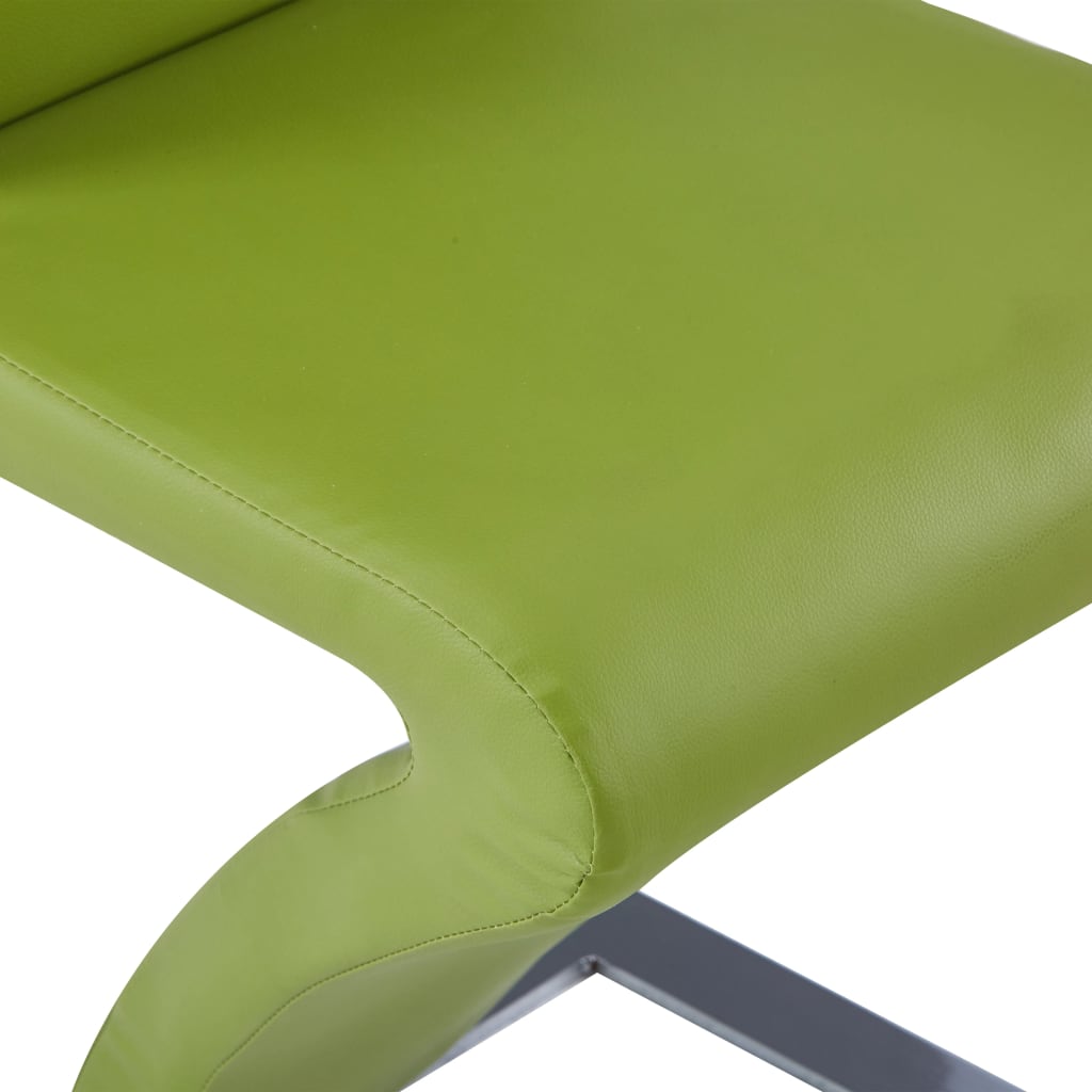 vidaXL Spisestoler med sikksakkform 6 stk grønn kunstig skinn