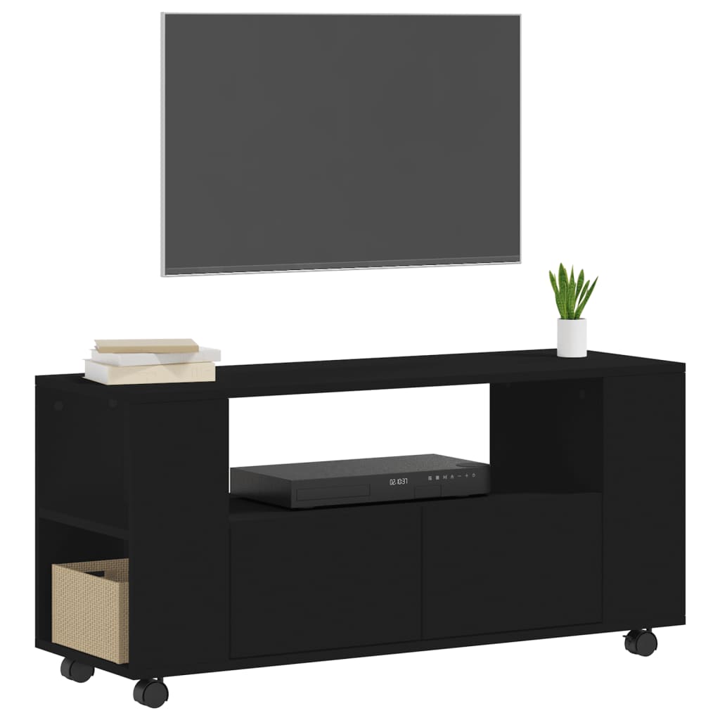 vidaXL TV-benk svart 102x34,5x43 cm konstruert tre