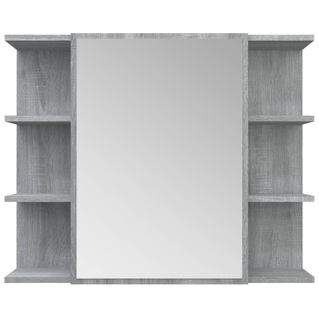 vidaXL Baderomsskap med speil grå sonoma 80x20,5x64 cm konstruert tre