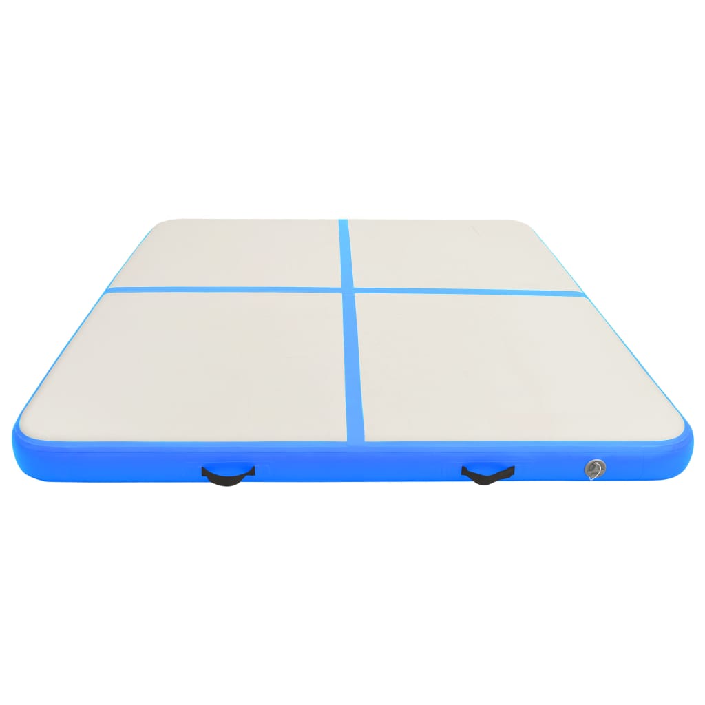 vidaXL Oppblåsbar gymnastikkmatte med pumpe 200x200x15 cm PVC blå
