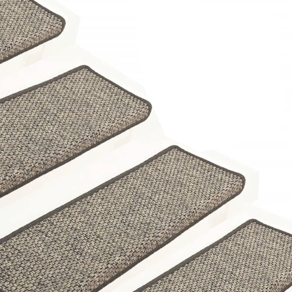 vidaXL Selvklebende trappematter sisal 15 stk 65x25 cm grå og beige