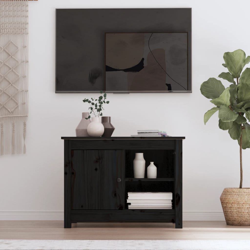 vidaXL TV-benk svart 70x36,5x52 cm heltre furu