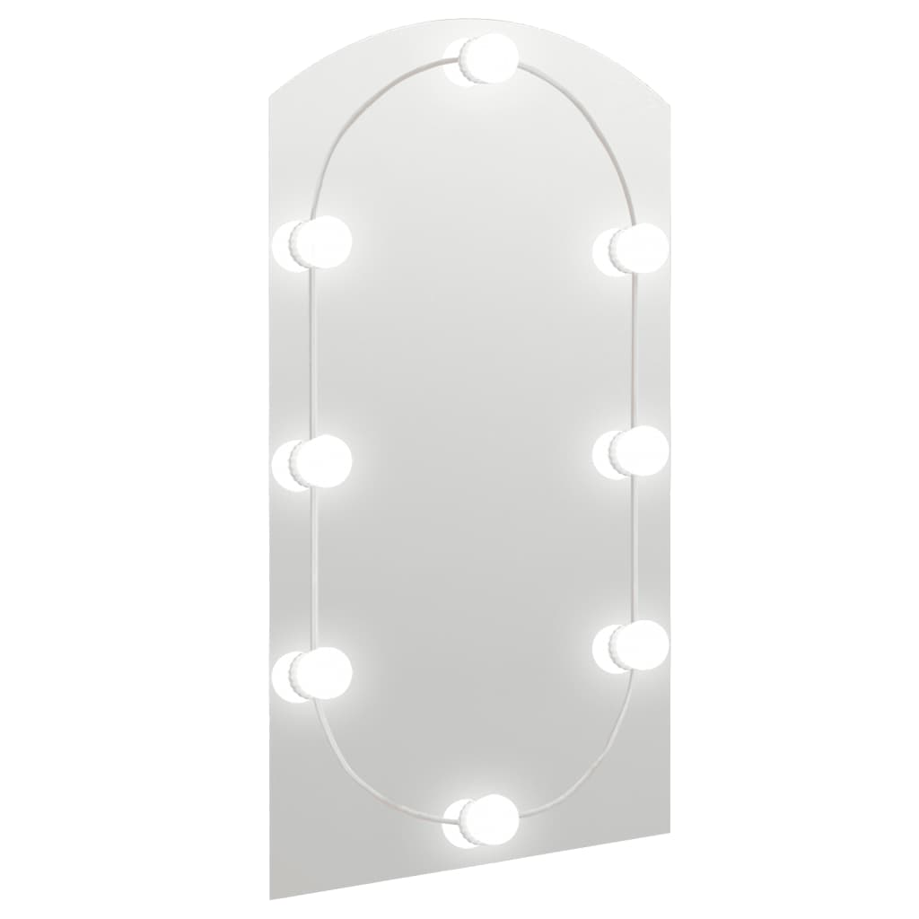 vidaXL Speil med LED-lys 90x45 cm glass oval