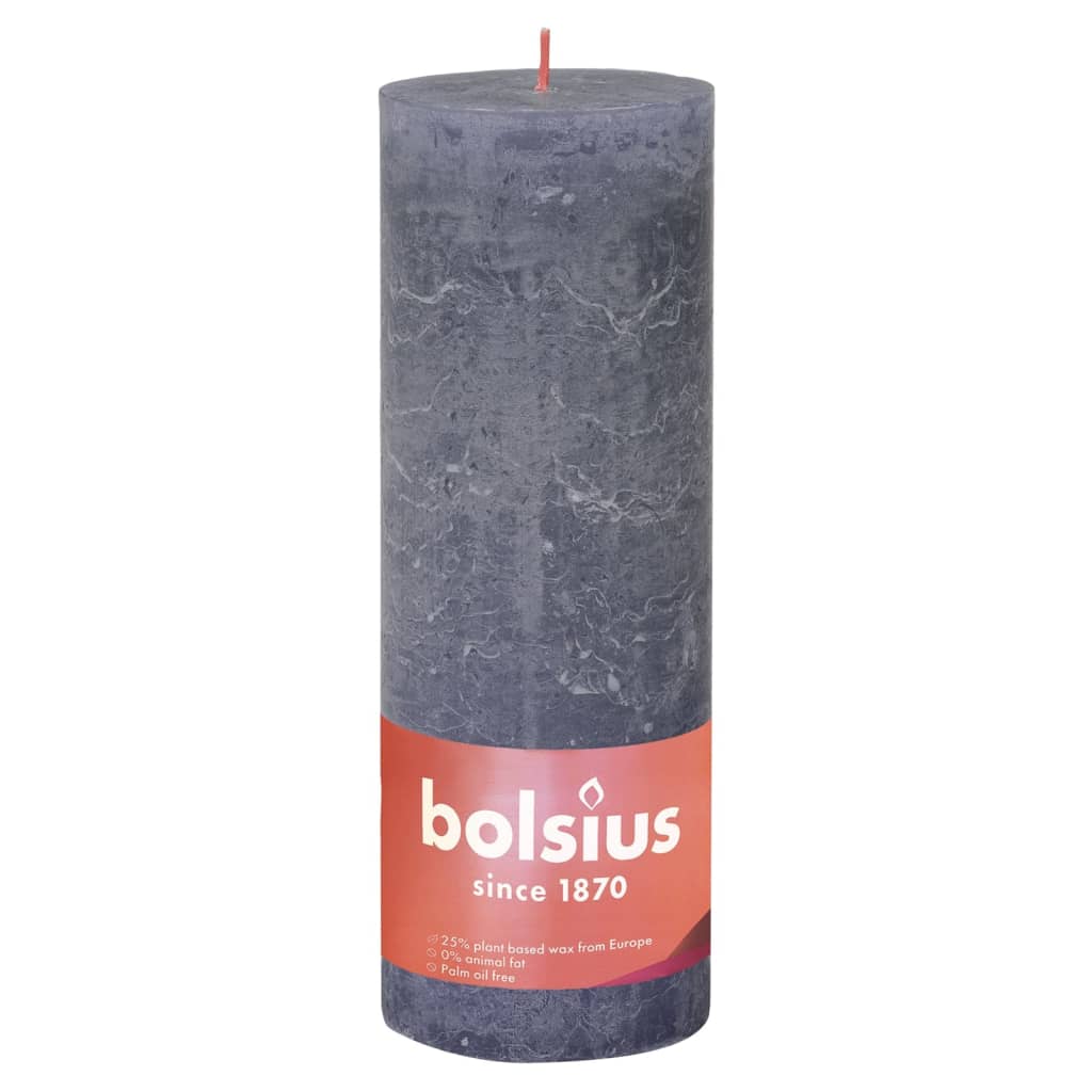 Bolsius Rustikke søylelys Shine 4 stk 190x68 mm skumringsblå