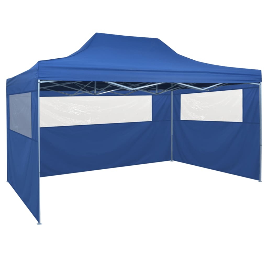 vidaXL Sammenleggbart telt popup med 4 sidevegger 3x4,5 m blå