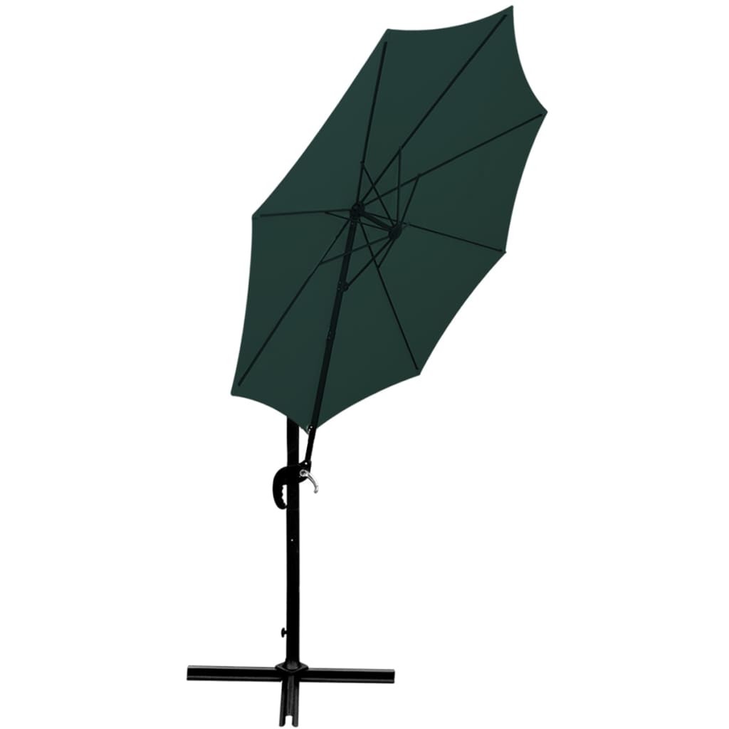 vidaXL Fritthengende parasoll 3 m rund aluminium grønn