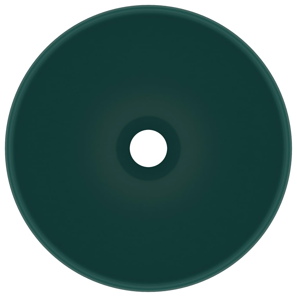 vidaXL Luksuriøs servant rund matt mørkegrønn 32,5x14 cm keramisk