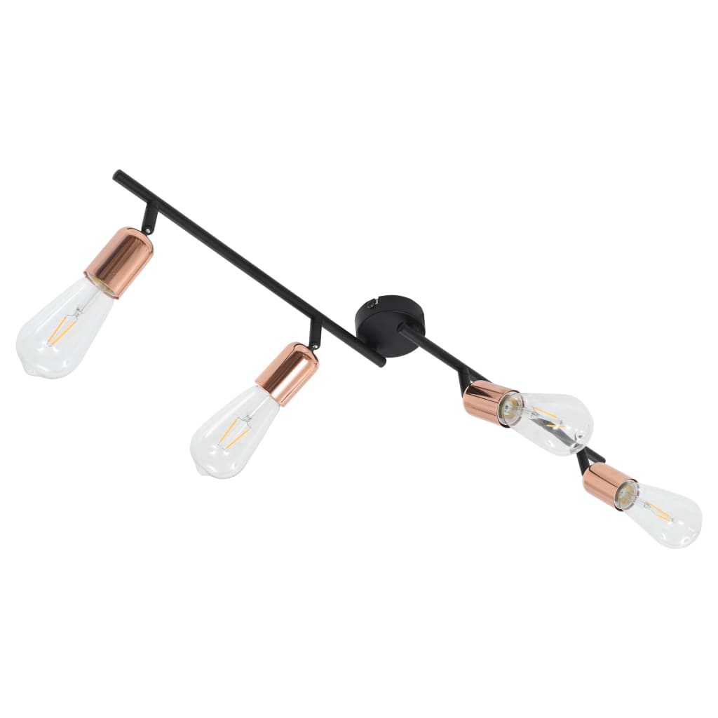 vidaXL Spotlys 4-veis med glødelamper 2 W svart og kobber 60 cm E27