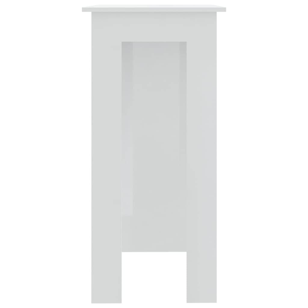 vidaXL Barbord med hylle høyglans hvit 102x50x103,5 cm sponplate