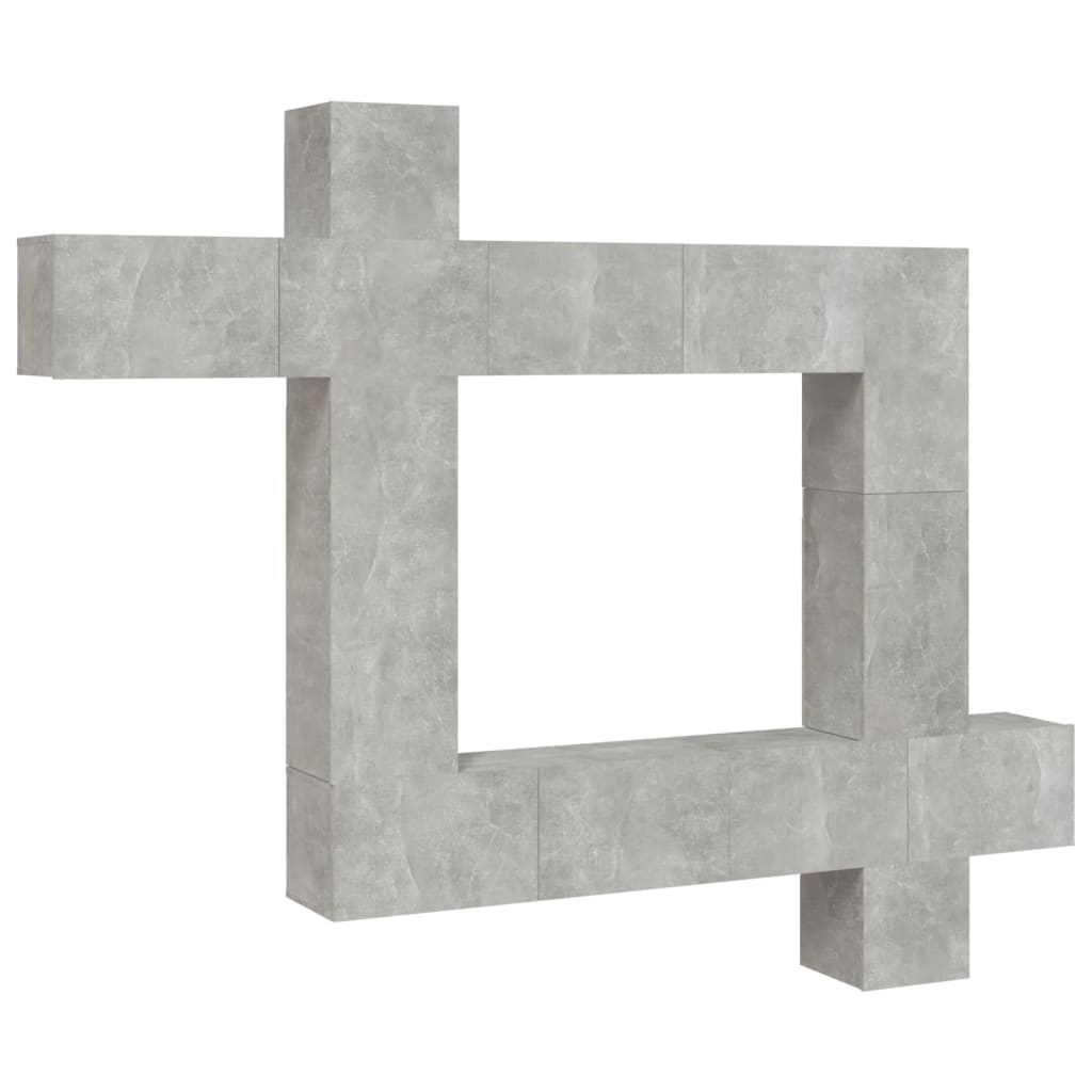 vidaXL TV-skapsett 9 deler betonggrå konstruert tre