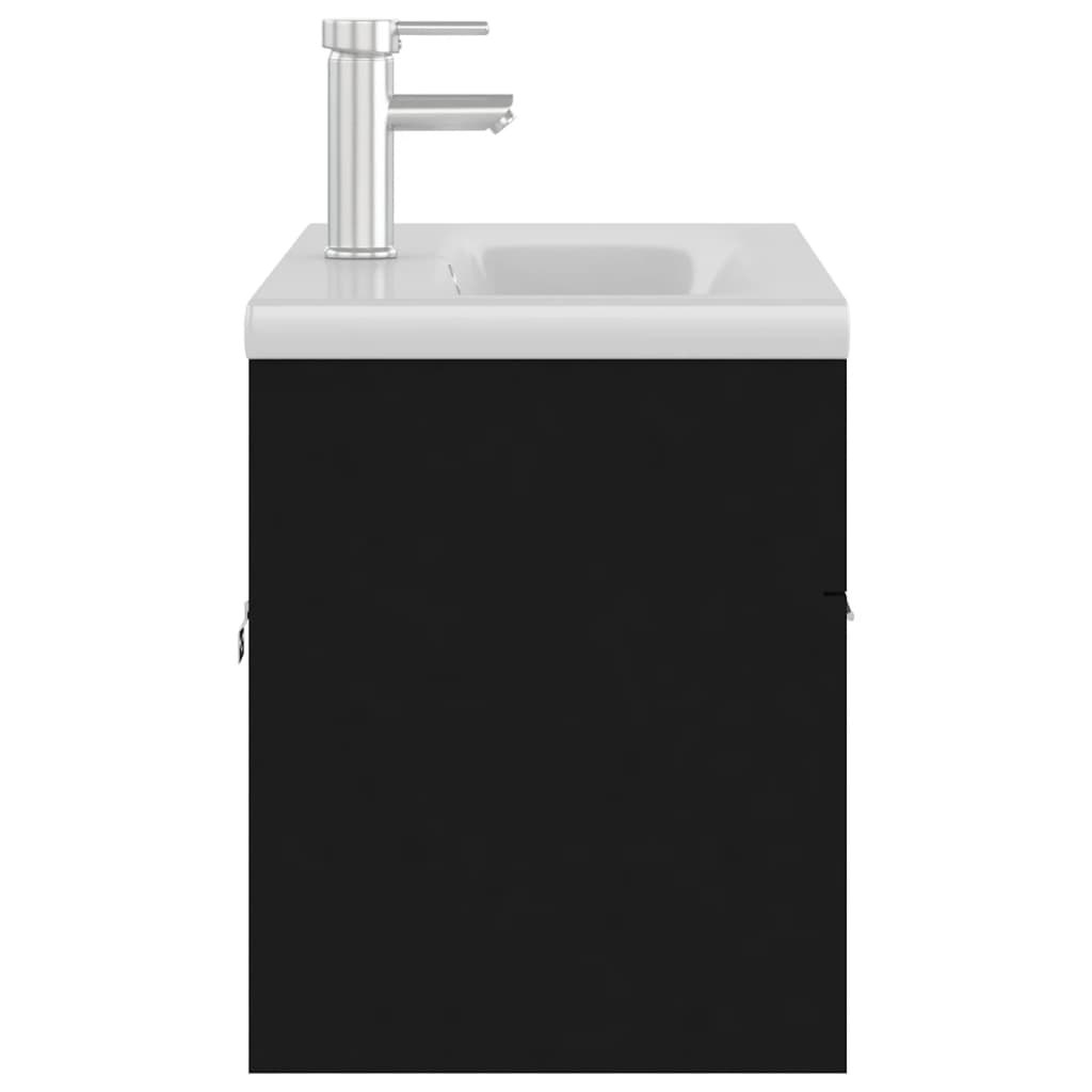 vidaXL Servantskap med innebygd vask svart sponplate