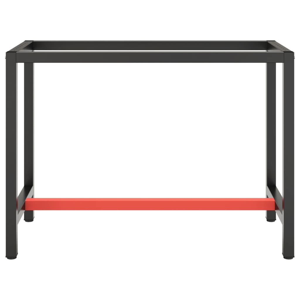 vidaXL Ramme til arbeidsbenk matt svart og rød 110x50x79 cm metall