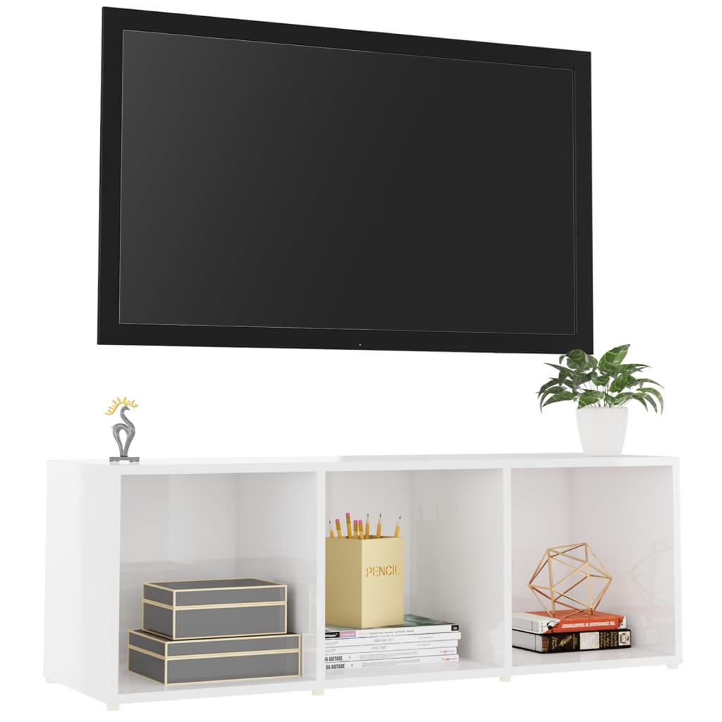 vidaXL TV-benk høyglans hvit 107x35x37 cm sponplate