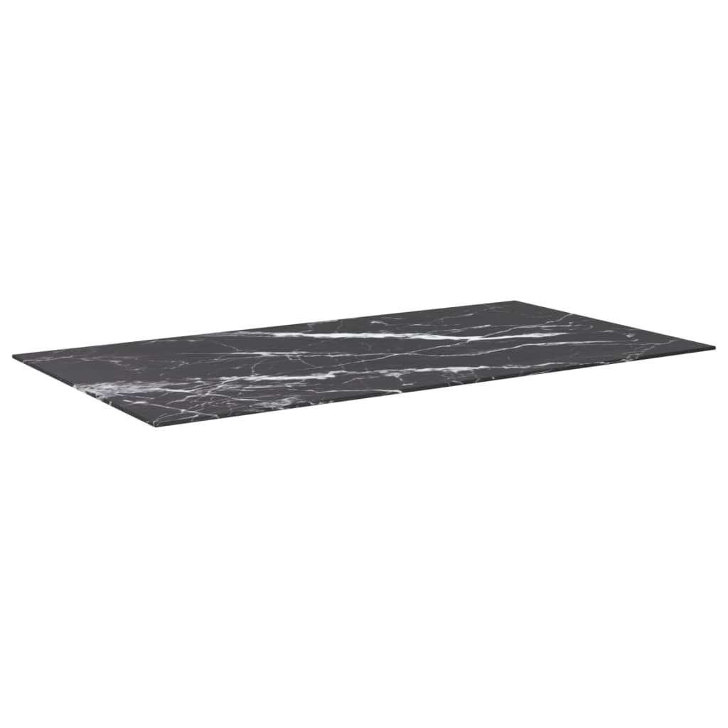 vidaXL Bordplate svart 120x65 cm 8 mm herdet glass med marmor design