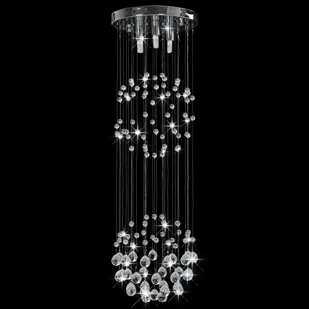 vidaXL Taklampe med krystallperler sølv sfærisk 3 x G9 lyspærer
