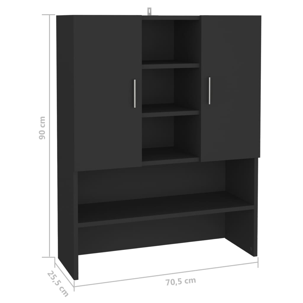 vidaXL Vaskemaskinskap svart 70,5x25,5x90 cm