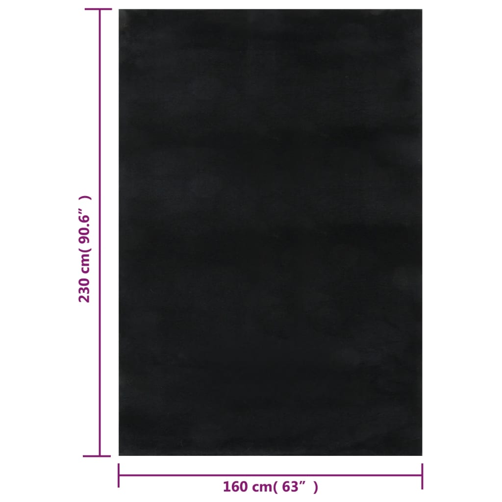 vidaXL Vaskbart teppe mykt kort lugg 160x230 cm sklisikkert svart