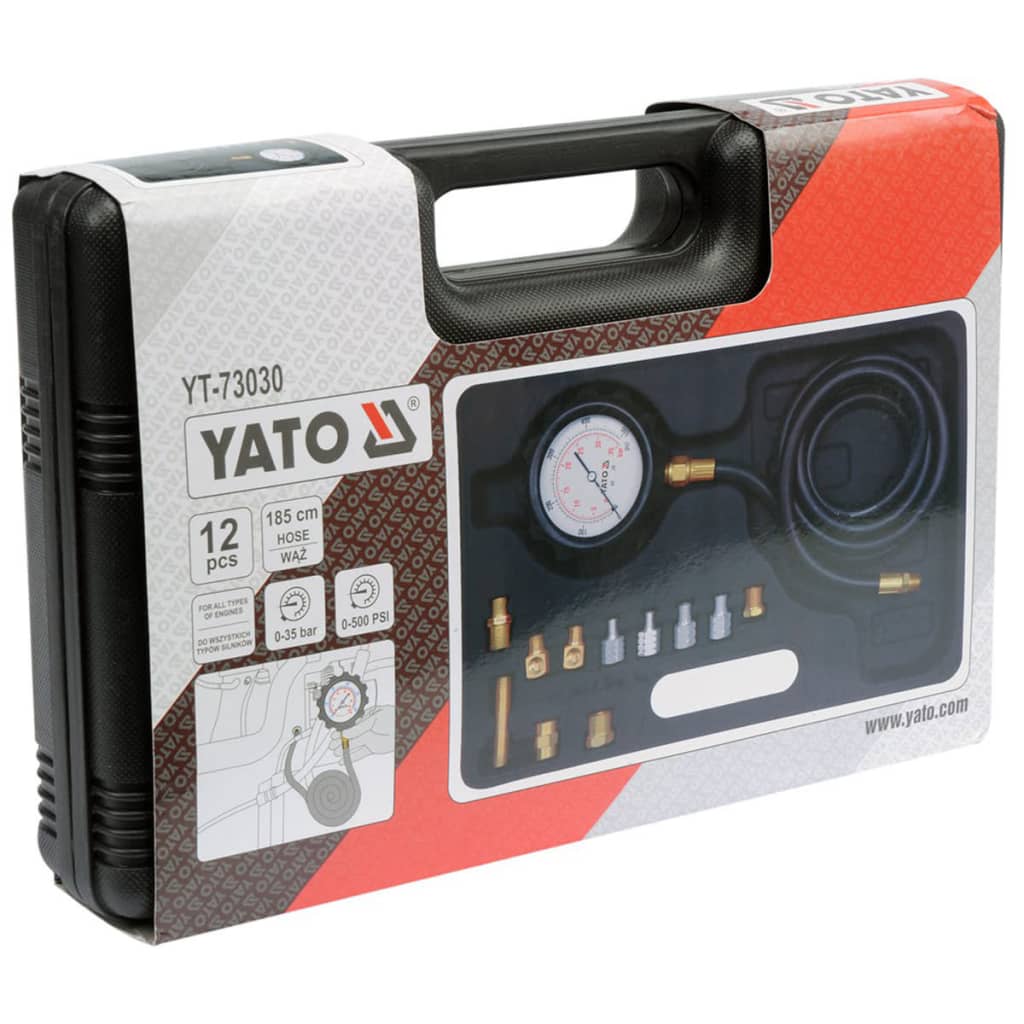 YATO Oljetrykkmålersett 12 deler metall YT-73030