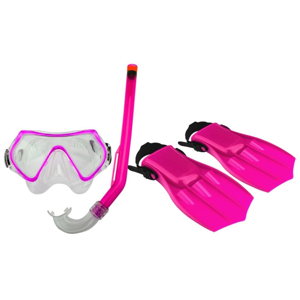Waimea Junior dykkersett maske/snorkel/finner 34-38 rosa/svart 88DS
