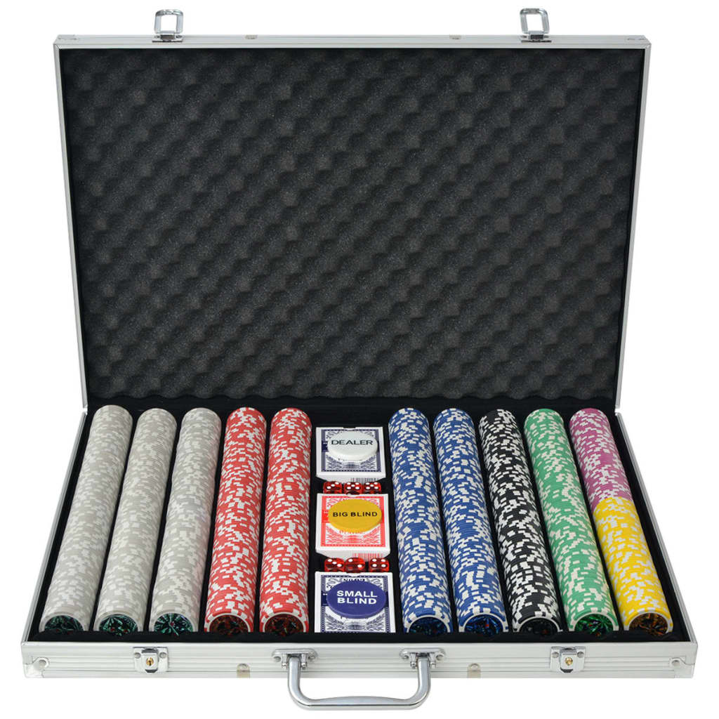 vidaXL Pokersett med 1000 laser-sjetonger aluminium