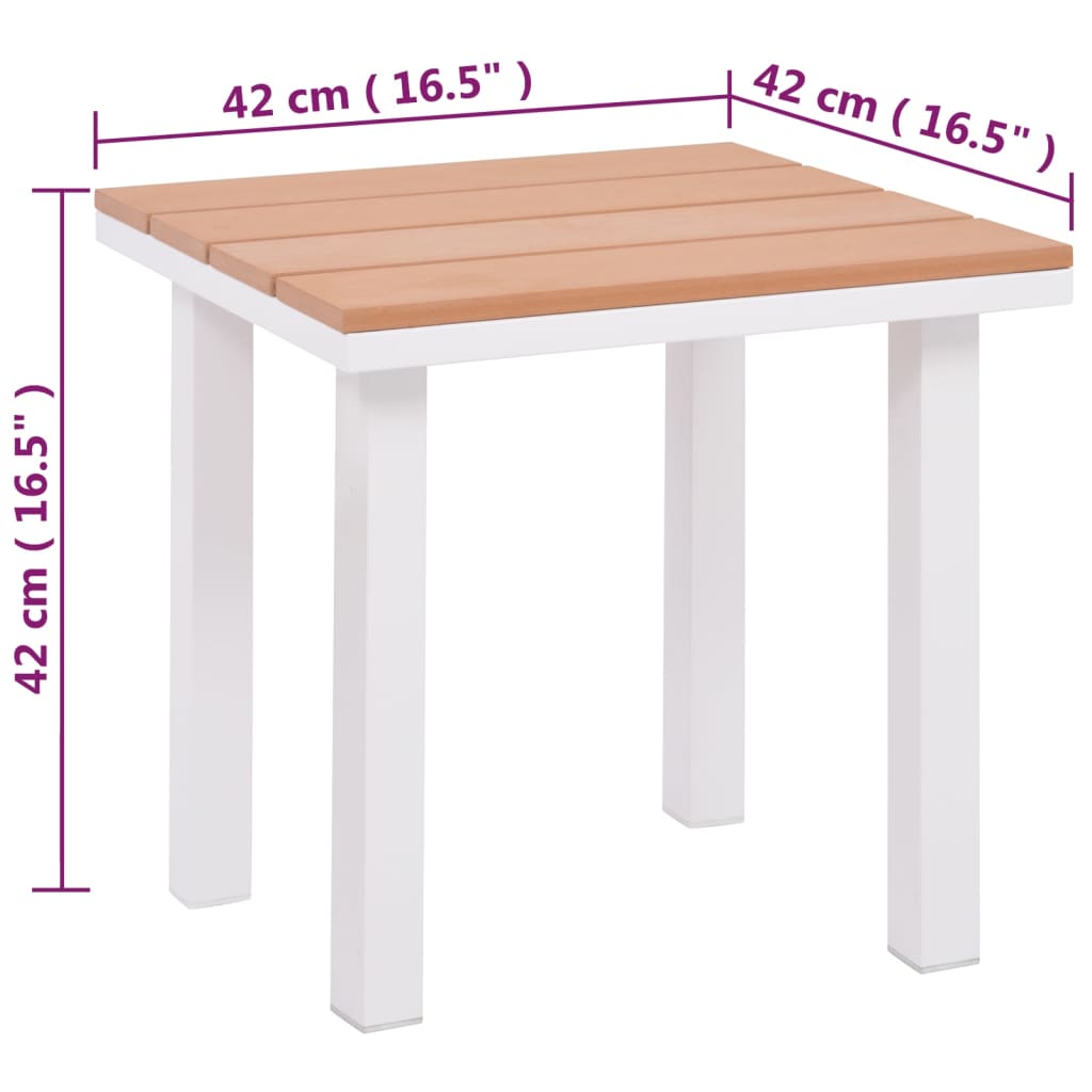 vidaXL Solseng med bord aluminium og WPC brun