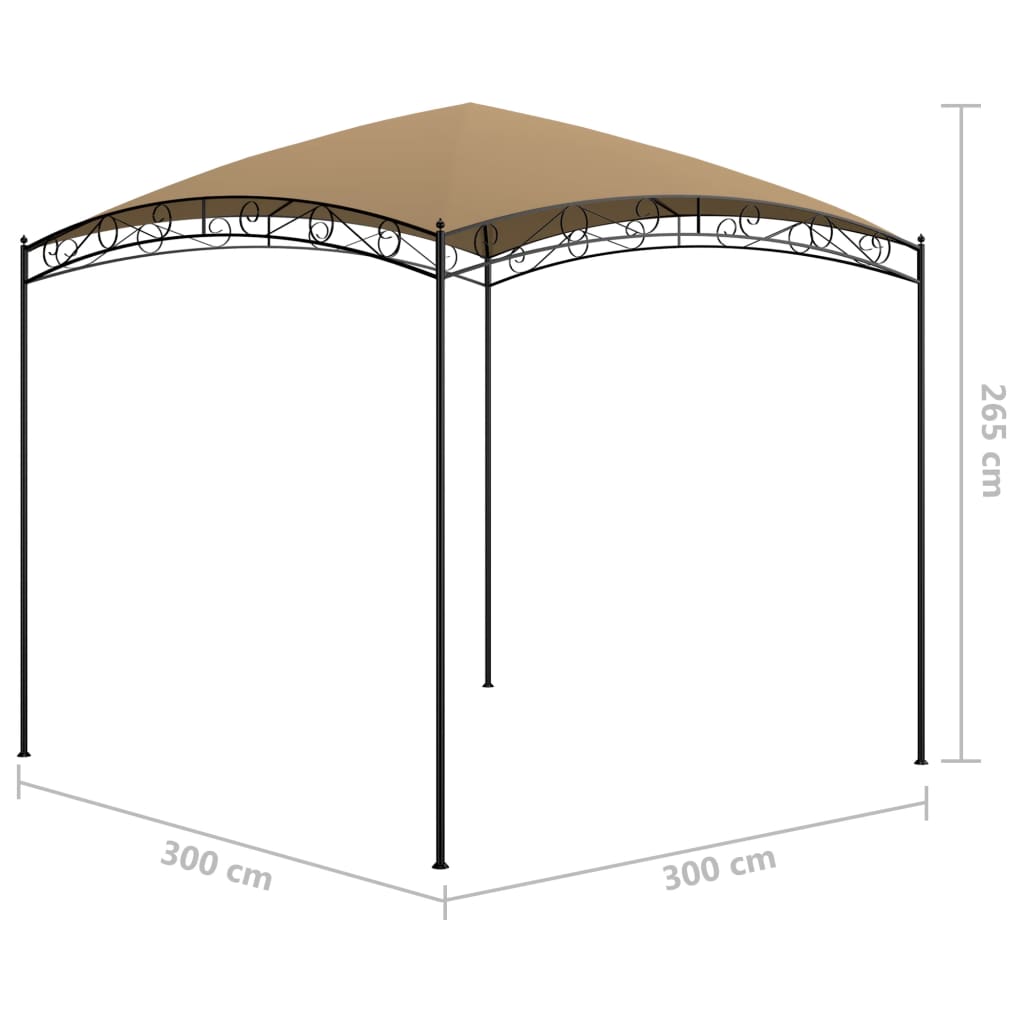 vidaXL Paviljong 3x3x2,65 m gråbrun 180 g/m²