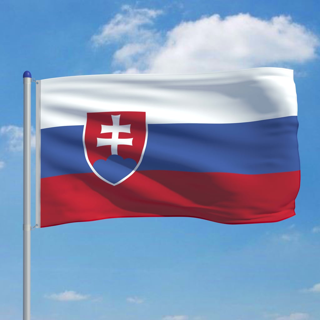 vidaXL Slovakisk flagg og stang aluminium 6 m