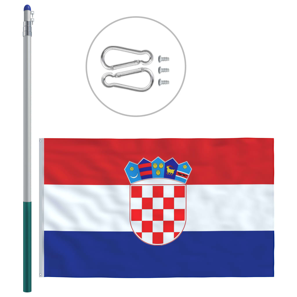 vidaXL Kroatisk flagg og stang aluminium 6 m