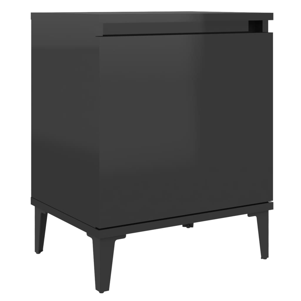 vidaXL Nattbord med metallben høyglans svart 40x30x50 cm