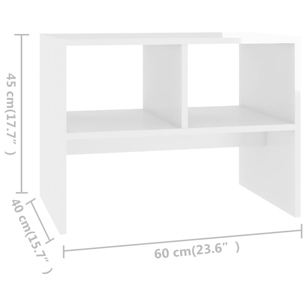 vidaXL Sidebord høyglans hvit 60x40x45 cm sponplate