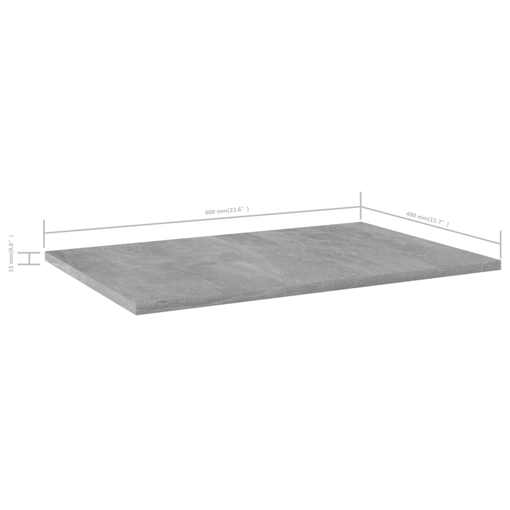 vidaXL Hylleplater 4 stk betonggrå 60x40x1,5 cm sponplate