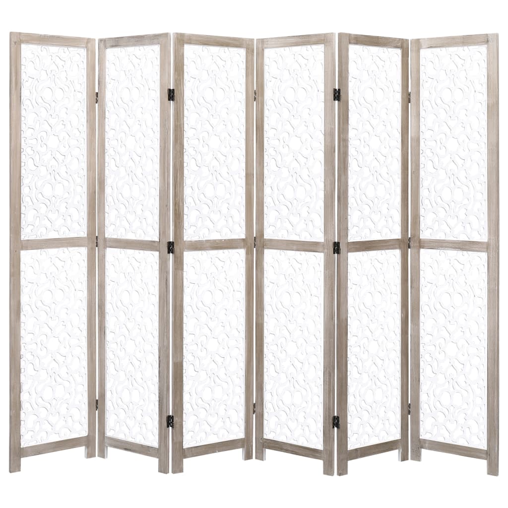 vidaXL Romdeler 6 paneler hvit 210x165 cm heltre