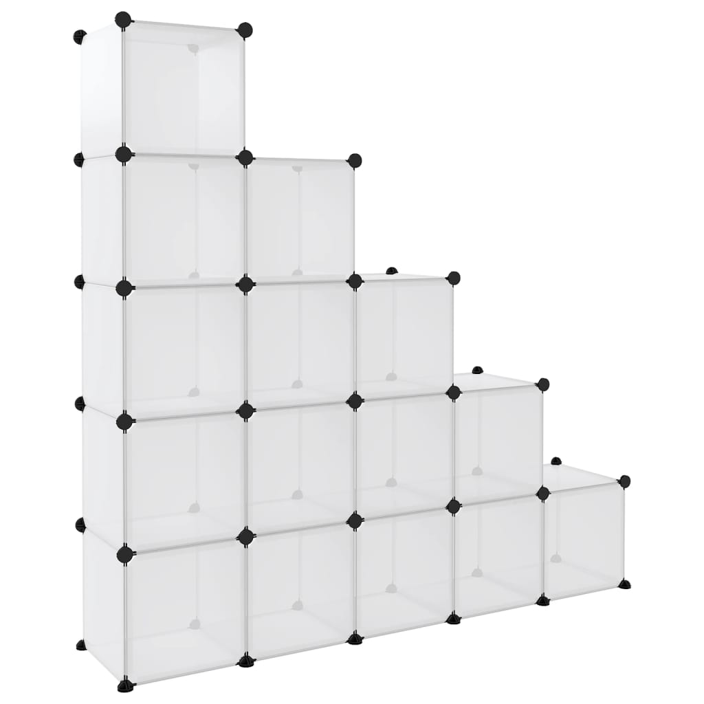 vidaXL Oppbevaringshylle med 15 kuber gjennomsiktig PP