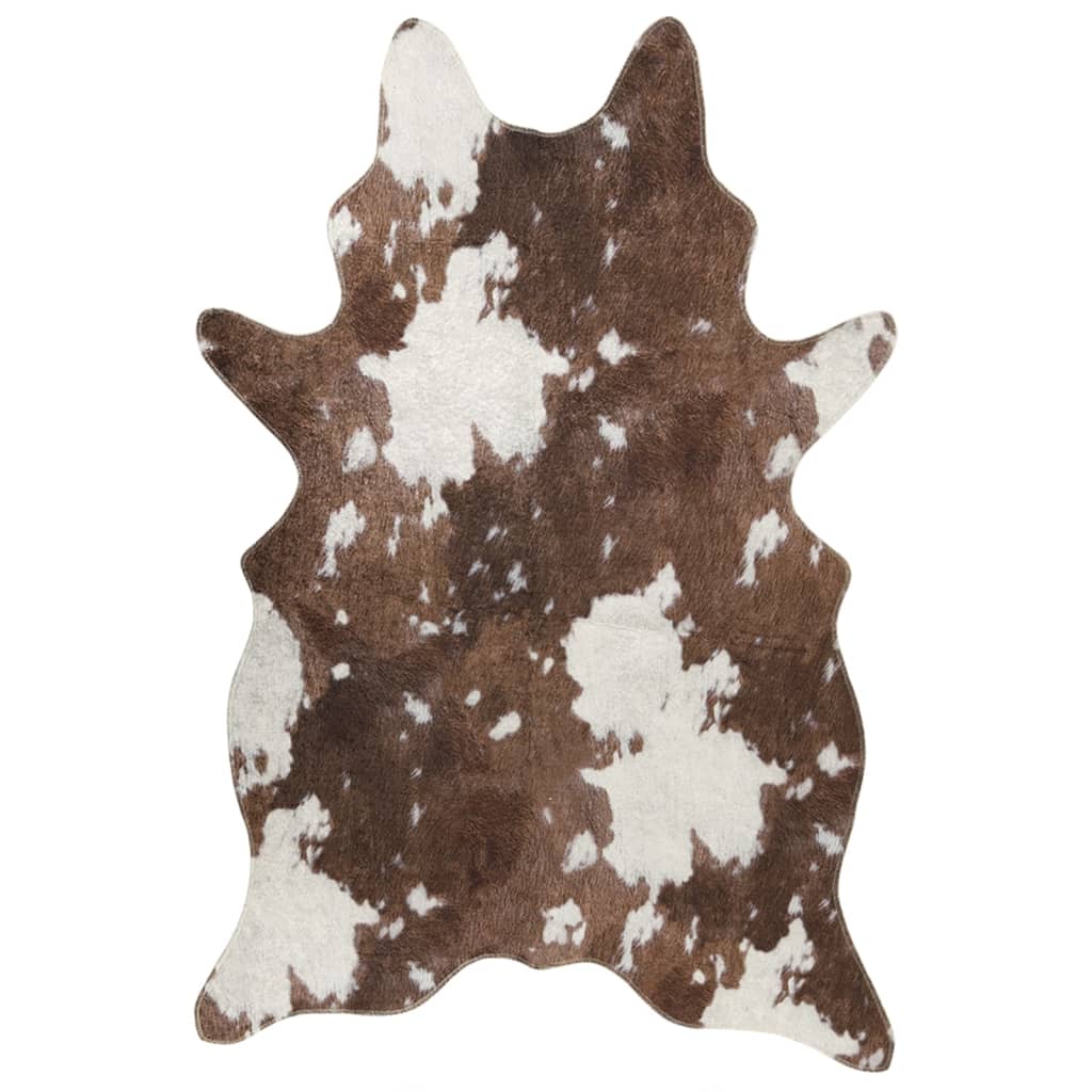 vidaXL Teppe brunt og hvitt 120x170 cm kumønster vaskbart sklisikkert