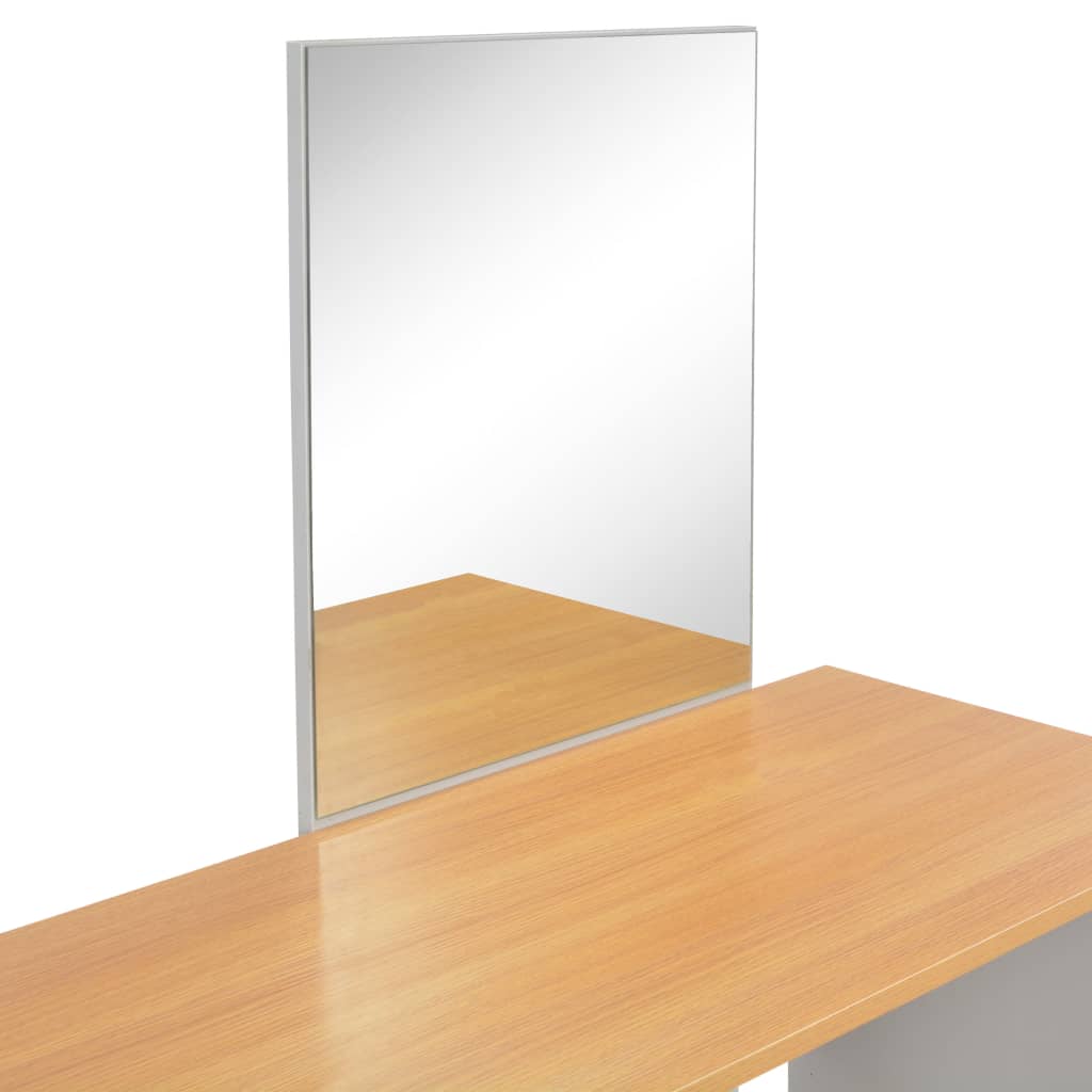 vidaXL Sminkebord med speil og krakk grå 104x45x131 cm