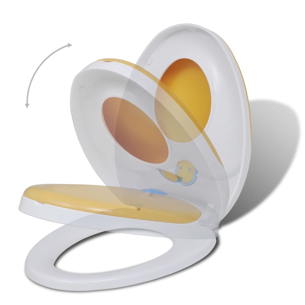 vidaXL Toalettseter med myk lukkefunksjon 2 stk plast hvit og gul
