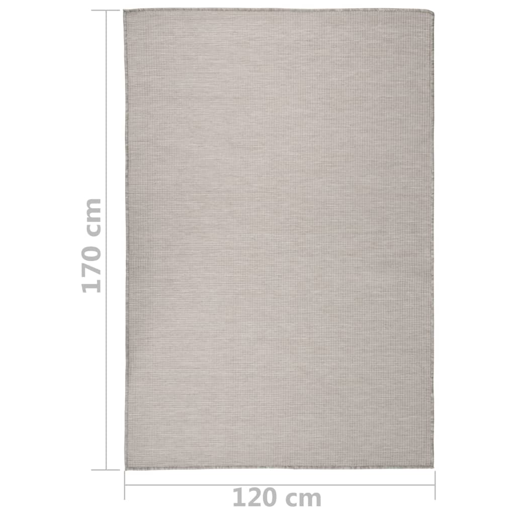 vidaXL Utendørs flatvevd teppe 120x170 cm gråbrun