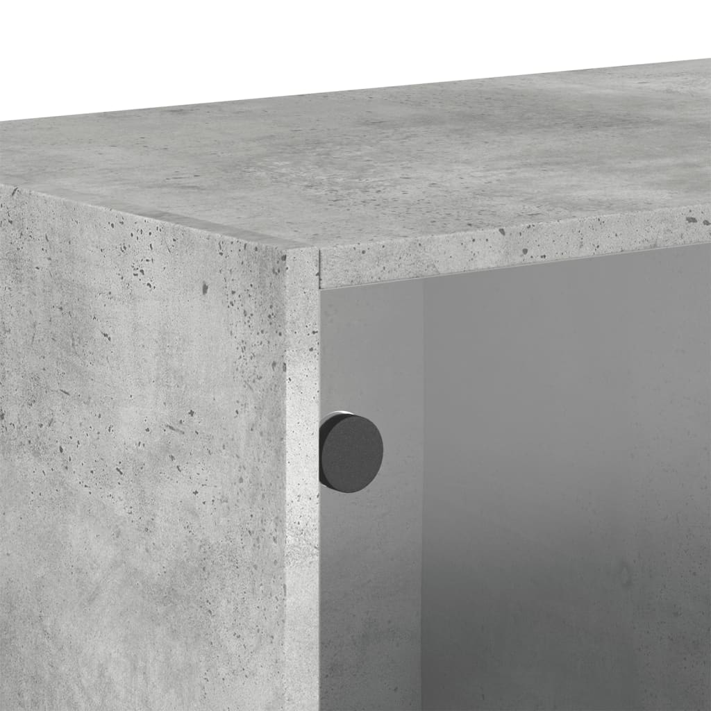 vidaXL Sideskap med glassdører betonggrå 68,5x37x35 cm