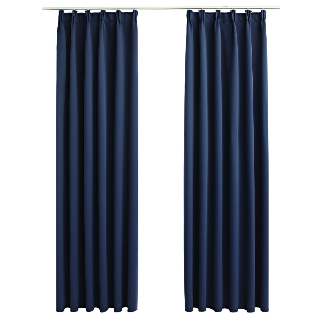 vidaXL Lystette gardiner med kroker 2 stk blå 140x225 cm