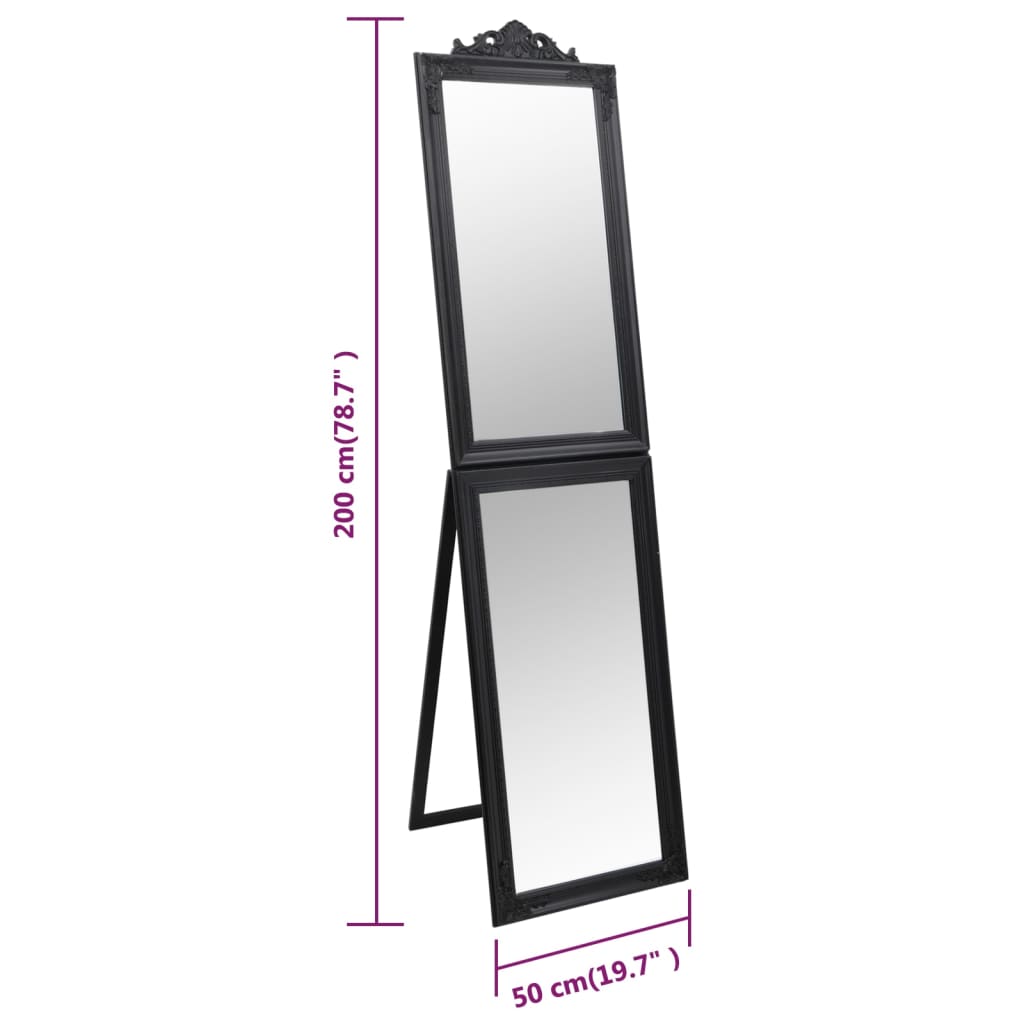 vidaXL Frittstående speil svart 50x200 cm