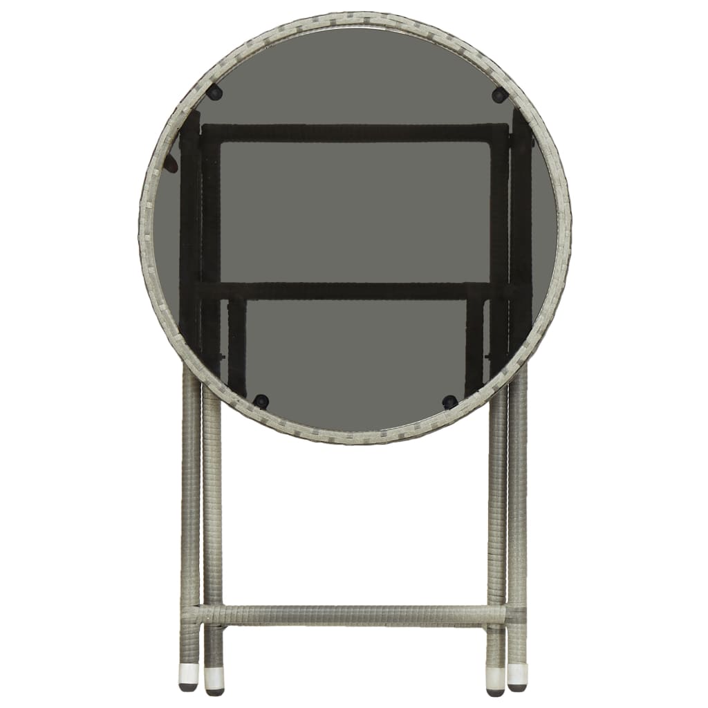 vidaXL Tebord grå 60 cm polyrotting og herdet glass