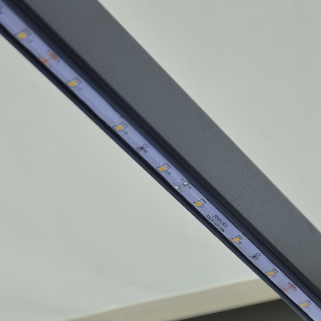 vidaXL Uttrekkbar markise med vindsensor og LED 400x300 cm kremhvit